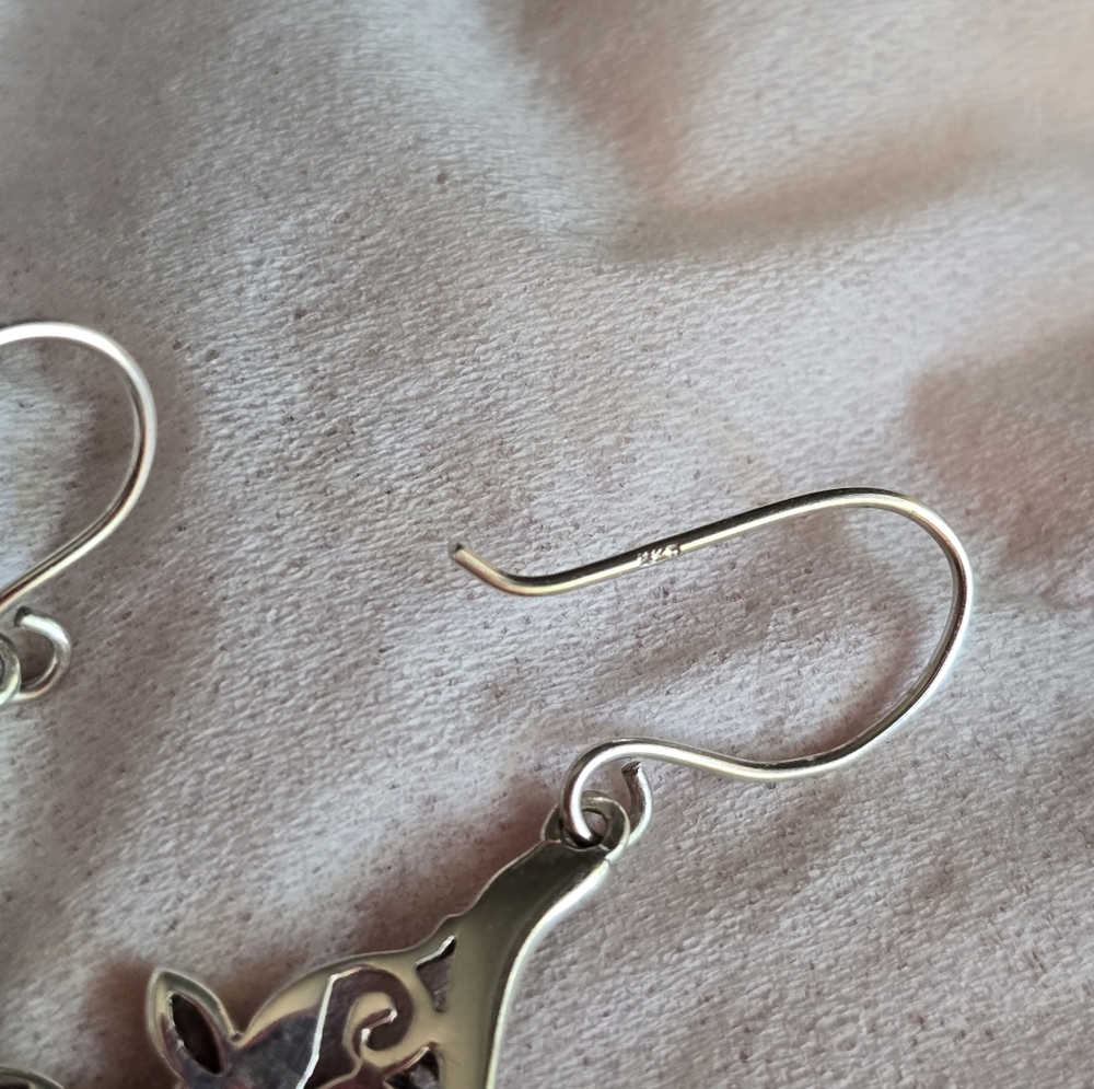 Marchasite and 925 Silver Earrings - Picture 3 of 5